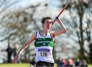 3 April 2022; Timmy Colbert of Carraig-Na-Bhfear AC, Cork, competing in the under 17 boys javelin during the AAI National Spring Throws Championships at Templemore Athletics Club in Tipperary. Photo by Sam Barnes/Sportsfile