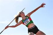 3 April 2022; Lara Prendergast of Suncroft AC, Kildare, competing in the under 18 girls javelin during the AAI National Spring Throws Championships at Templemore Athletics Club in Tipperary. Photo by Sam Barnes/Sportsfile