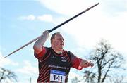 3 April 2022; John Franks of Ballyskenach AC, Tipperary, competing in the 35-49 men's javelin during the AAI National Spring Throws Championships at Templemore Athletics Club in Tipperary. Photo by Sam Barnes/Sportsfile