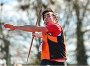 3 April 2022; Mark Tierney of Nenagh Olympic AC, Tipperary, competing in the senior men's javelin during the AAI National Spring Throws Championships at Templemore Athletics Club in Tipperary. Photo by Sam Barnes/Sportsfile
