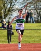 3 April 2022; Timmy Colbert of Carraig-Na-Bhfear AC, Cork, competing in the under 17 boys javelin during the AAI National Spring Throws Championships at Templemore Athletics Club in Tipperary. Photo by Sam Barnes/Sportsfile