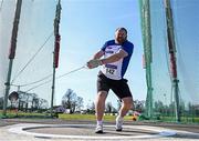 3 April 2022; Colm Donoghue of Lusk AC, Dublin, competing in the O35-49 men's hammer during the AAI National Spring Throws Championships at Templemore Athletics Club in Tipperary. Photo by Sam Barnes/Sportsfile