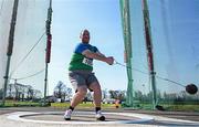 3 April 2022; Mark O'Brien of Templemore AC, Tipperary, competing in the senior men's hammer during the AAI National Spring Throws Championships at Templemore Athletics Club in Tipperary. Photo by Sam Barnes/Sportsfile