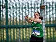 3 April 2022; Kaley Cozens of Templemore AC, Tipperary, competing in the under 18 girls hammer during the AAI National Spring Throws Championships at Templemore Athletics Club in Tipperary. Photo by Sam Barnes/Sportsfile
