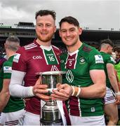 2 April 2022; Liam Cahill and Aaron Craig, 5, of Westmeath celebrate after the Allianz Hurling League Division 2A Final match between Down and Westmeath at FBD Semple Stadium in Thurles, Tipperary. Photo by Ray McManus/Sportsfile