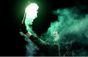 8 April 2022; A Shamrock Rovers supporter during the SSE Airtricity League Premier Division match between Shelbourne and Shamrock Rovers at Tolka Park in Dublin. Photo by Seb Daly/Sportsfile