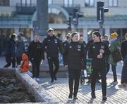 10 April 2022; Republic of Ireland's Harriet Scott and Ciara Grant, right, during a team walk in Gothenburg, Sweden, ahead of their FIFA Women's World Cup 2023 Qualifier match against Sweden on Tuesday. Photo by Stephen McCarthy/Sportsfile