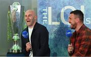 11 April 2022; LOITV pundits Alan Keane, left, and Gavin Peers during the The LOI Show at Riverside Hotel in Sligo. Photo by Ramsey Cardy/Sportsfile