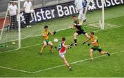 4 August 2013; Cillian O'Connor, Mayo, scores his side's fourth goal. GAA Football All-Ireland Senior Championship, Quarter-Final, Mayo v Donegal, Croke Park, Dublin. Picture credit: Dáire Brennan / SPORTSFILE