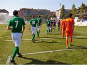 4 August 2013; Ireland and Netherlands players make their way onto the pitch before the game. 2013 CPISRA Intercontinental Cup, Quarter-Final, Ireland v Netherlands, Stadium ZEM Jaume Tubau, Sant Cugat del Valles, Barcelona, Spain. Picture credit: Juan Manuel Baliellas / SPORTSFILE