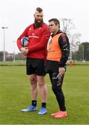 12 April 2022; Munster head coach Johann van Graan, right, with RG Snyman during Munster rugby squad training at University of Limerick in Limerick. Photo by Matt Browne/Sportsfile