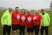 14 April 2022; The Operation Transformation leaders were on hand to launch the Athletics Ireland Race Series sponsored by Sports Travel International which takes place in the Phoenix Park in May, June, and July. Pacers Michael Counsel and Stephen Willoughby with Operation transformation leaders, from left, Stefano Sweetman, Katie Jones, John Ryan and Kathleen Hurley-Mullins in attendance at the launch of Athletics Ireland race series sponsored by Sports Travel International at Phoenix Park in Dublin. Photo by Harry Murphy/Sportsfile