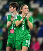 12 April 2022; Simone Magill of Northern Ireland after the FIFA Women's World Cup 2023 qualifier match between Northern Ireland and England at National Stadium at Windsor Park in Belfast. Photo by Ramsey Cardy/Sportsfile