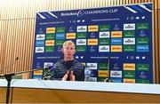 14 April 2022; Head coach Leo Cullen during a Leinster Rugby press conference at the Aviva Stadium in Dublin. Photo by Harry Murphy/Sportsfile