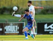 15 April 2022; Diego Portilla of Galway United in action against Cian Kavanagh of Waterford during the SSE Airtricity League First Division match between Waterford and Galway United FC at RSC in Waterford. Photo by Michael P Ryan/Sportsfile