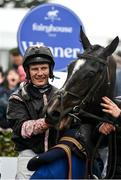 17 April 2022; Jockey Paul Townend and Brandy Love after winning the Irish Stallion Farms EBF Mares Novice Hurdle Championship Final during day two of the Fairyhouse Easter Festival at the Fairyhouse Racecourse in Ratoath, Meath. Photo by Seb Daly/Sportsfile