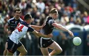 17 April 2022; Pat Spillane of Sligo in action against Peter Fox of New York during the Connacht GAA Football Senior Championship Quarter-Final match between New York and Sligo at Gaelic Park in New York, USA. Photo by Daire Brennan/Sportsfile