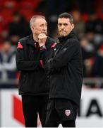 15 April 2022; Derry City chartered physiotherapist Michael Hegarty, right, and kitman Philip Johnston during the SSE Airtricity League Premier Division match between Derry City and Shelbourne at The Ryan McBride Brandywell Stadium in Derry. Photo by Stephen McCarthy/Sportsfile