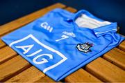7 April 2022; A detailed view of the Dublin jersey during Dublin Hurling Squad Portraits at Parnell Park in Dublin. Photo by Sam Barnes/Sportsfile
