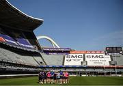 22 April 2022; Leinster players huddle during a Leinster Rugby Captain's Run at Jonsson Kings Park Stadium in Durban, South Africa. Photo by Harry Murphy/Sportsfile