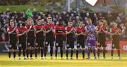 22 April 2022; Bohemians players during a minutes applause before the SSE Airtricity League Premier Division match between Bohemians and Shamrock Rovers at Dalymount Park in Dublin. Photo by Seb Daly/Sportsfile