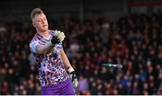 22 April 2022; Bohemians goalkeeper James Talbot removes a flare from the pitch before the SSE Airtricity League Premier Division match between Bohemians and Shamrock Rovers at Dalymount Park in Dublin. Photo by Stephen McCarthy/Sportsfile