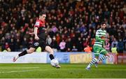 22 April 2022; Max Murphy of Bohemians turns the ball into his own net for Shamrock Rovers second goal during the SSE Airtricity League Premier Division match between Bohemians and Shamrock Rovers at Dalymount Park in Dublin. Photo by Stephen McCarthy/Sportsfile