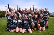 23 April 2022; Kilkenny RFC players celebrate with the cup after their side's victory in the Division 5 Cup Final match between Kilkenny RFC and Tallaght RFC at Ollie Campbell Park, Old Belvedere RFC in Dublin. Photo by Ben McShane/Sportsfile