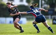 23 April 2022; Lucy Harte of Kilkenny RFC gets past the tackle of Doireann O’Byrne of Tallaght RFC during the Division 5 Cup Final match between Kilkenny RFC and Tallaght RFC at Ollie Campbell Park, Old Belvedere RFC in Dublin. Photo by Ben McShane/Sportsfile