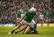 23 April 2022; Aaron Gillane of Limerick in action against Tom Barron of Waterford during the Munster GAA Hurling Senior Championship Round 2 match between Limerick and Waterford at TUS Gaelic Grounds in Limerick. Photo by Mark Sheahan/Sportsfile