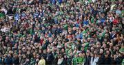 23 April 2022; Supporters stand for the playing of the National Anthem before the Munster GAA Hurling Senior Championship Round 2 match between Limerick and Waterford at TUS Gaelic Grounds in Limerick. Photo by Stephen McCarthy/Sportsfile