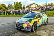 24 April 2022; Sam Moffett and Keith Moriarty in their Ford Fiesta WRC in the Monaghan Stages Rally Round 3 of the National Rally Championship in Monaghan. Photo by Philip Fitzpatrick/Sportsfile