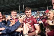 24 April 2022; Damien Comer of Galway is congratulated by family and supporters after the game in the Connacht GAA Football Senior Championship Quarter-Final match between Mayo and Galway at Hastings Insurance MacHale Park in Castlebar, Mayo. Photo by Ray Ryan/Sportsfile