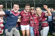 24 April 2022; Damien Comer of Galway is congratulated by his mother Maria, brother Jason  and sister Nicola after the game in the Connacht GAA Football Senior Championship Quarter-Final match between Mayo and Galway at Hastings Insurance MacHale Park in Castlebar, Mayo. Photo by Ray Ryan/Sportsfile