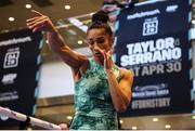 27 April 2022; Amanda Serrano during a media workouts session before her Undisputed Lightweight Championship bout against Katie Taylor at Madison Square Garden in New York, USA on Saturday night. Photo by Ed Mulholland / Matchroom Boxing via Sportsfile