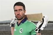 28 April 2022; Ireland captain Andrew Balbirnie stands for a portrait during the Ireland’s International Cricket Season Launch at HBV Studios in Dublin. Photo by Sam Barnes/Sportsfile