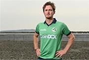 28 April 2022; Ireland cricketer Mark Adair stands for a portrait during the Ireland’s International Cricket Season Launch at HBV Studios in Dublin. Photo by Sam Barnes/Sportsfile