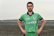 28 April 2022; Ireland captain Andrew Balbirnie stands for a portrait during the Ireland’s International Cricket Season Launch at HBV Studios in Dublin. Photo by Sam Barnes/Sportsfile