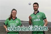 28 April 2022; Ireland captains Laura Delany  and Andrew Balbirnie during the Ireland’s International Cricket Season Launch at HBV Studios in Dublin. Photo by Sam Barnes/Sportsfile