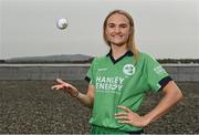 28 April 2022; Ireland cricketer Gaby Lewis stands for a portrait during the Ireland’s International Cricket Season Launch at HBV Studios in Dublin. Photo by Sam Barnes/Sportsfile