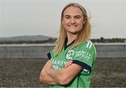 28 April 2022; Ireland cricketer Gaby Lewis stands for a portrait during the Ireland’s International Cricket Season Launch at HBV Studios in Dublin. Photo by Sam Barnes/Sportsfile