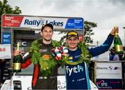 1 May 2022; Callum Devine and Noel O'Sullivan after driving in their Ford Fiesta Rally2 to win the Rally of the Lakes 2022 round 4 of the Irish Tarmac Rally Championship celebrates in Killarney, Kerry. Photo by Philip Fitzpatrick/Sportsfile