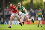 7 May 2022; Stephen O’Brien of Kerry in action against Colm O’Callaghan of Cork during the Munster GAA Football Senior Championship Semi-Final match between Cork and Kerry at Páirc Ui Rinn in Cork. Photo by Stephen McCarthy/Sportsfile
