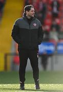 9 May 2022; Derry City manager Ruaidhrí Higgins before the SSE Airtricity League Premier Division match between Derry City and St Patrick's Athletic at The Ryan McBride Brandywell Stadium in Derry. Photo by Ramsey Cardy/Sportsfile