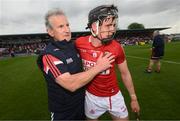 15 May 2022; Cork manager Kieran Kingston celebrates with Darragh Fitzgibbon after the Munster GAA Hurling Senior Championship Round 4 match between Waterford and Cork at Walsh Park in Waterford. Photo by Stephen McCarthy/Sportsfile