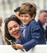 21 May 2022; 7 year old Marcus Arrault with his mother Yvonne from Fethard Co Tipperary during the Tattersalls Irish Guineas Festival at The Curragh Racecourse in Kildare. Photo by Matt Browne/Sportsfile