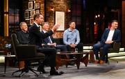 20 May 2022; The Late Late Show presenter Ryan Tubridy with former Republic of Ireland internationals, from left, Packie Bonner, David O’Leary, Niall Quinn and Shay Given during the FAI Centenary Late Late Show Special at RTE Studios in Dublin. Photo by Stephen McCarthy/Sportsfile