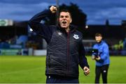 23 May 2022; Drogheda United manager Kevin Doherty celebrates after his side's victory in the SSE Airtricity League Premier Division match between Drogheda United and Shamrock Rovers at Head in the Game Park in Drogheda, Louth. Photo by Ben McShane/Sportsfile