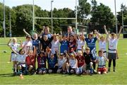 7 August 2013; Leinster players Jack McGrath, left, and Michael Bent with children at the Leinster Rugby Summer Camp at Gorey RFC, Gorey, Co. Wexford. Picture credit: Matt Browne / SPORTSFILE