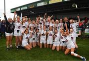 21 May 2022; The Kildare captain Katie Ray, 10, and her team mates with the cup by after the the Ladies Football U14 All-Ireland Gold Final match between Kildare and Tipperary at Crettyard GAA in Laois. Photo by Ray McManus/Sportsfile